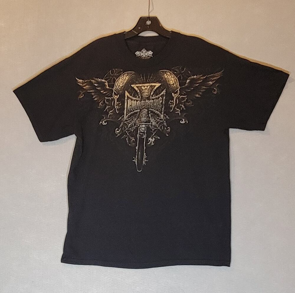 Vintage West Coast Choppers Skull Iron Cross Graphic T-Shirt Large Black
